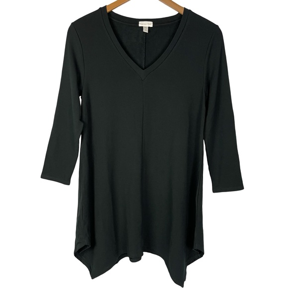 Garnet Hill popover Soft Knit Tunic Top Shirt asymmetric hem Stretchy EUC - Picture 4 of 9